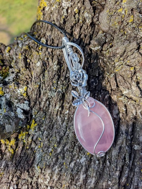 Collier En Quartz Rose Et Rhodonite Naturelle Sur Fil Ciré Gold Filled - Réf. 2165 - Neuf étiqueté