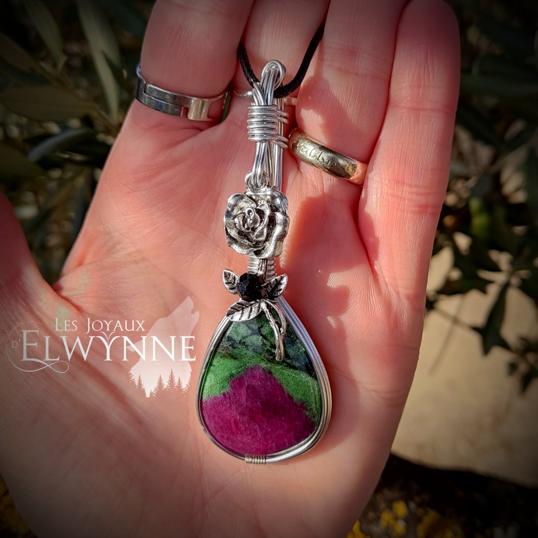 Collier pierre naturelle Rubis Zoïsite
