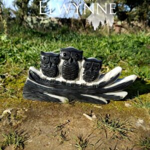 Hiboux sur branche en Jaspe Tai Chi