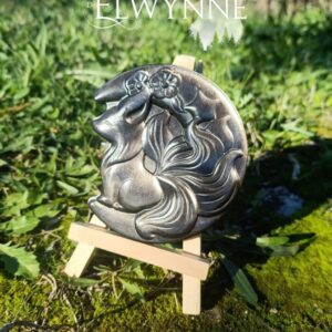 Kitsune en Obsidienne Argentée