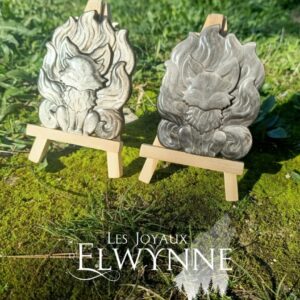 Kitsune en Obsidienne Argentée