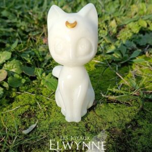 Chat en Jade Blanc