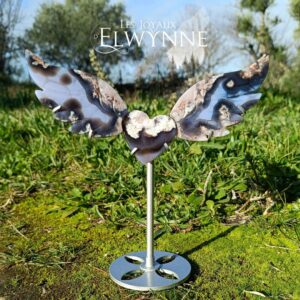Cœur Ailé en Agate Fleur Bleue
