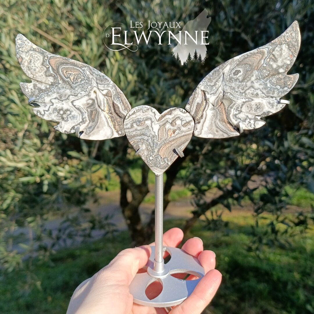 Cœur Ailé en Calcite Zébrée – Image 2