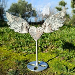 Cœur Ailé en Calcite Zébrée