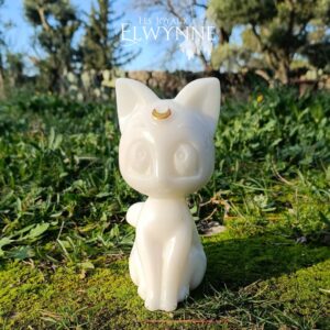 Grand chat en Jade Blanc
