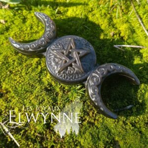 Triple Lune en Obsidienne argenté