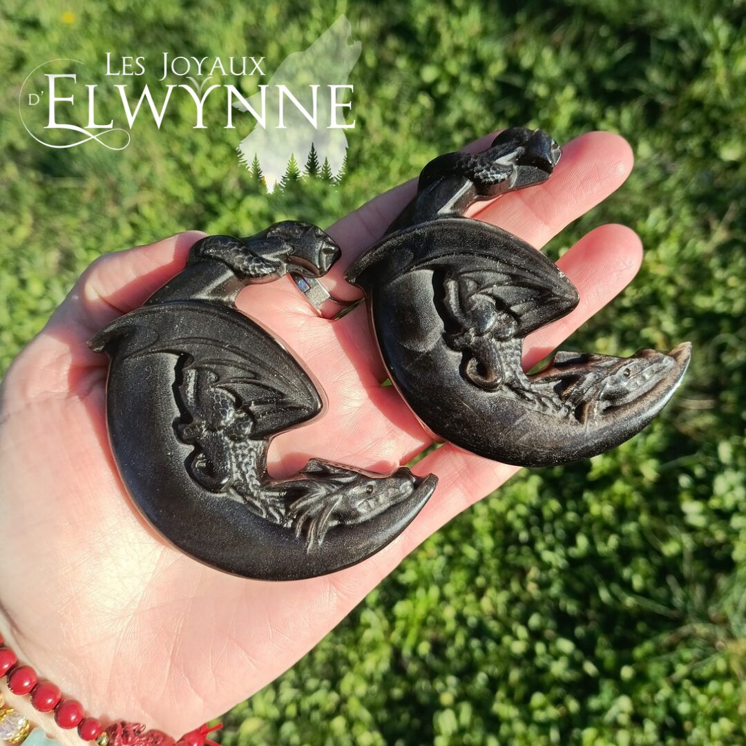 Dragon en Obsidienne argentée – Image 3