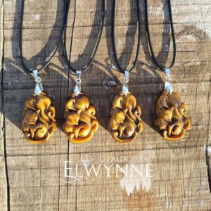 Pendentif Renard en Oeil du tigre