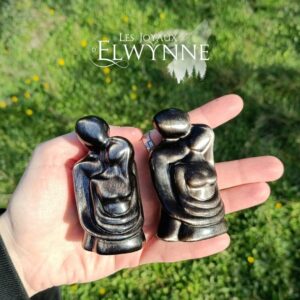 Couple en Obsidienne argentée