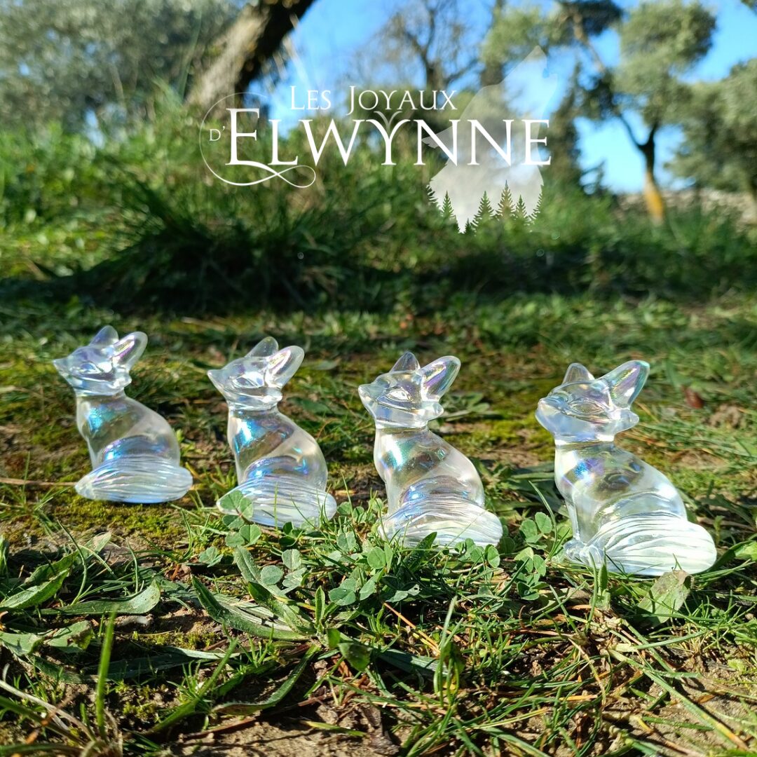 Renard en Quartz Aura Blanche