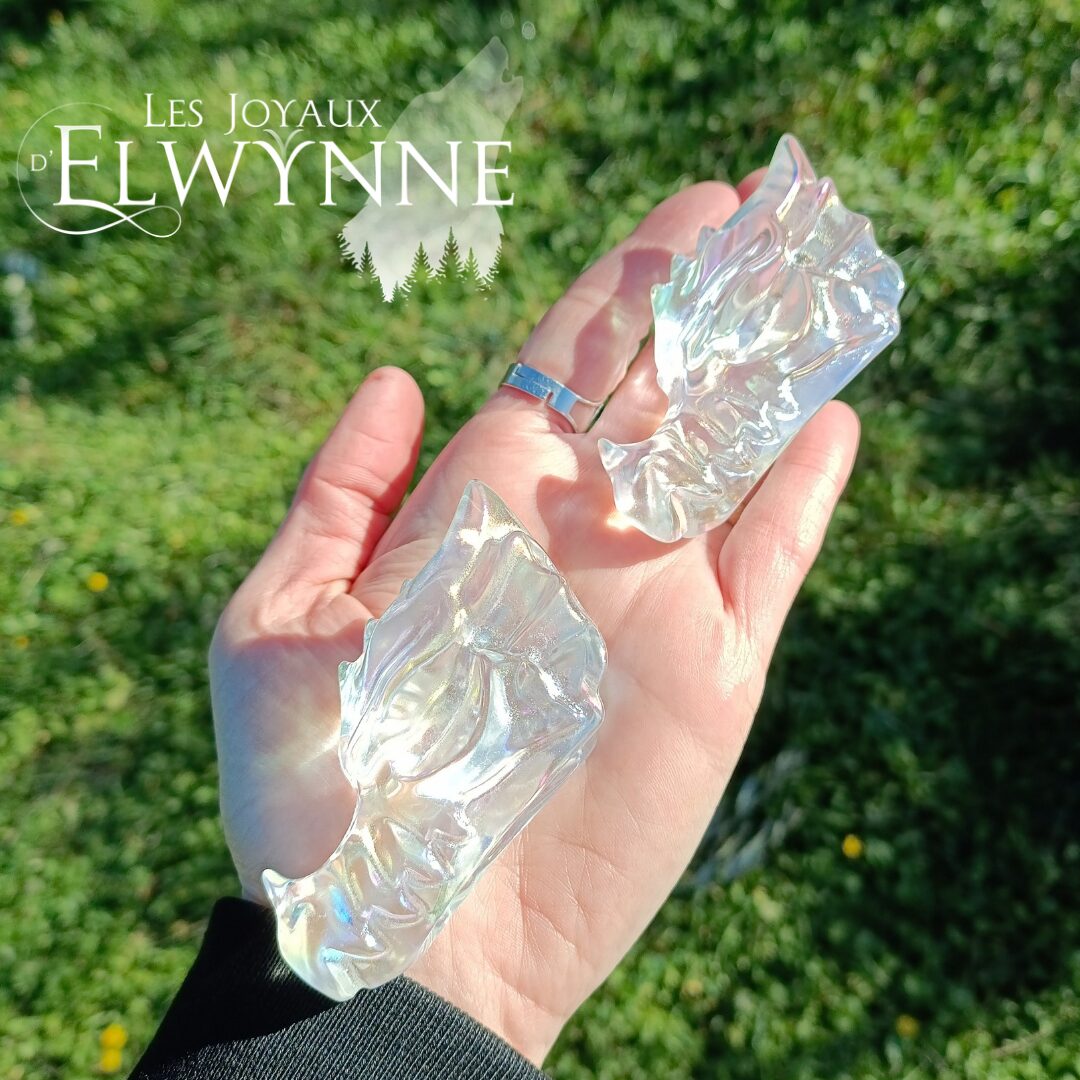 Tête de dragon en Quartz Aura Blanche – Image 2