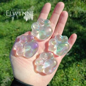Patte de chat en Quartz Aura Blanche
