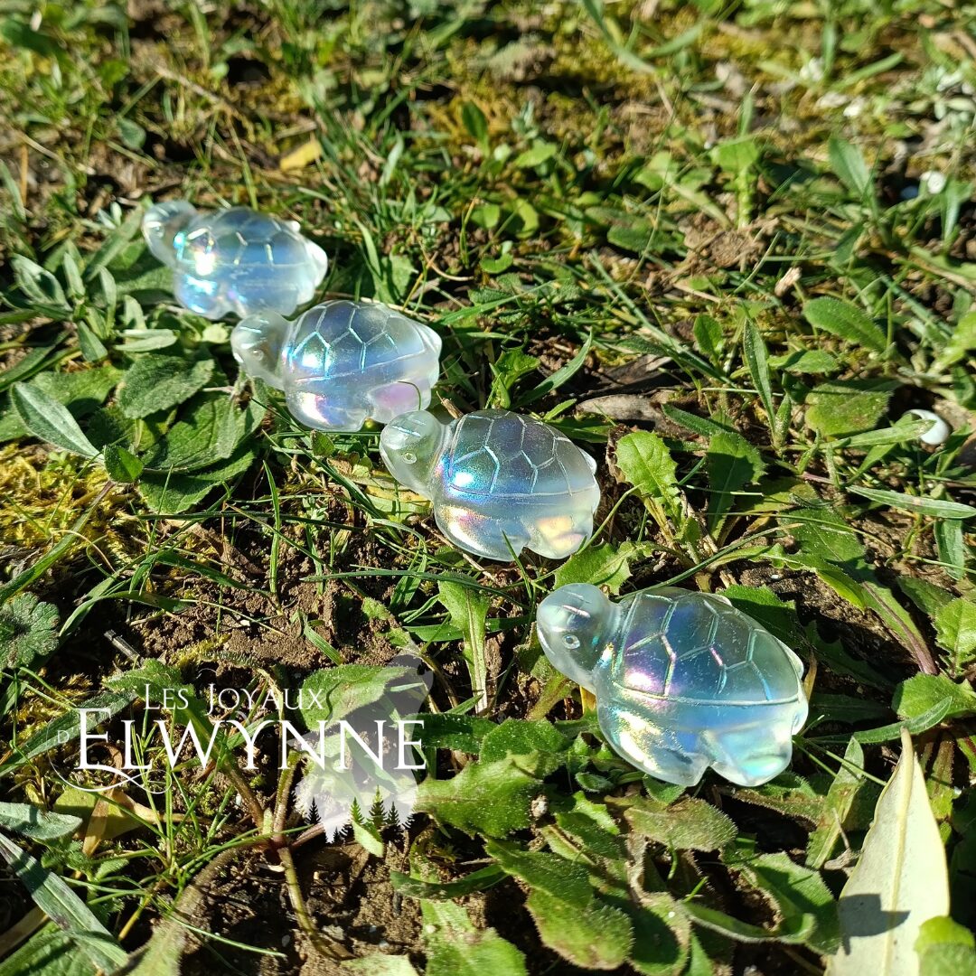 Tortue en Quartz Aura Blanche – Image 3