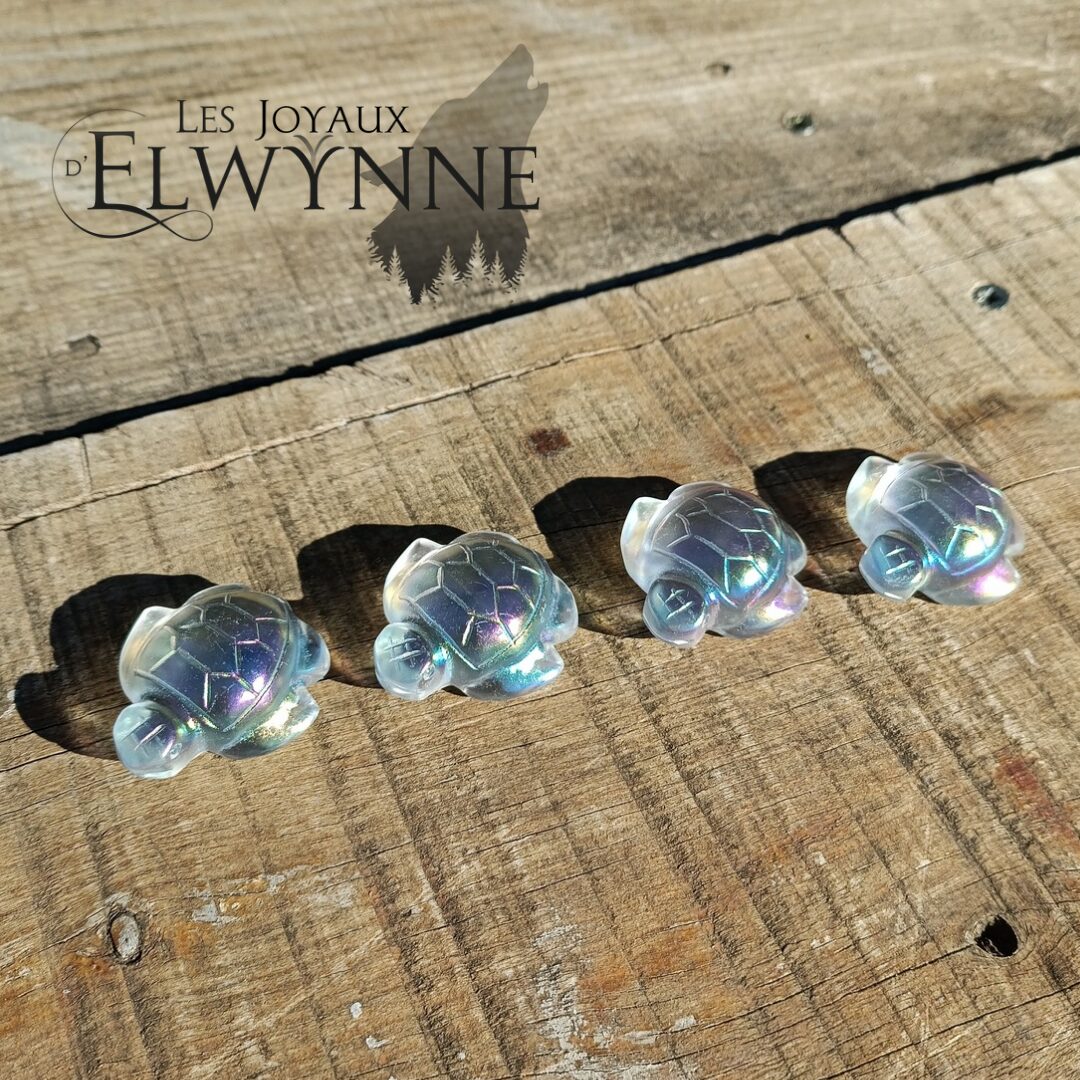 Tortue en Quartz Aura Blanche – Image 2