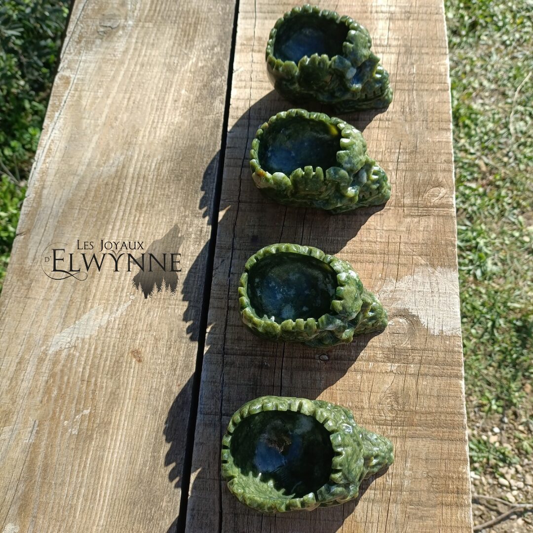Bol de crâne en Jade vert – Image 3