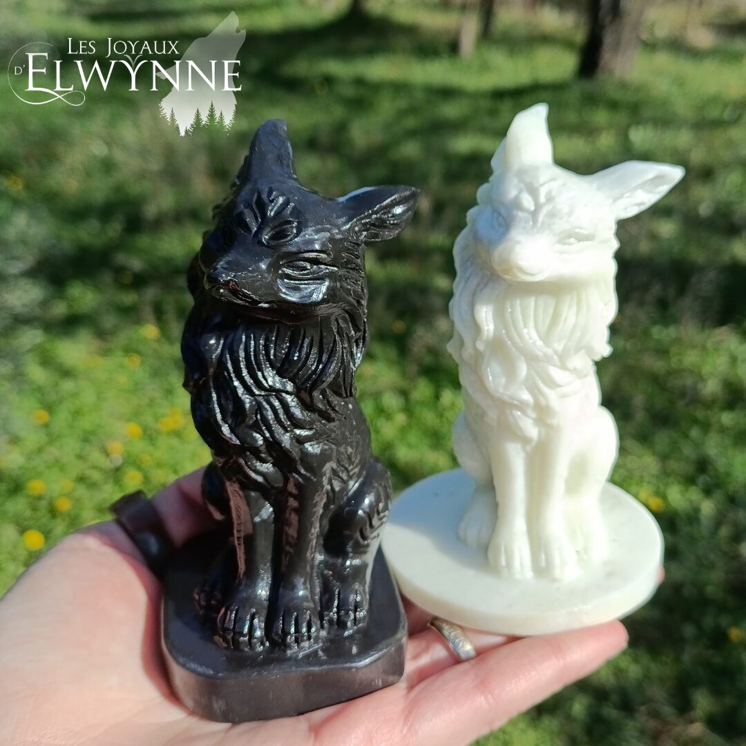 Renard en Jade noir ou Jade citron