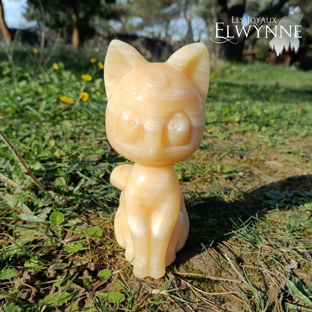 Grand chat en Calcite Orange – Image 2