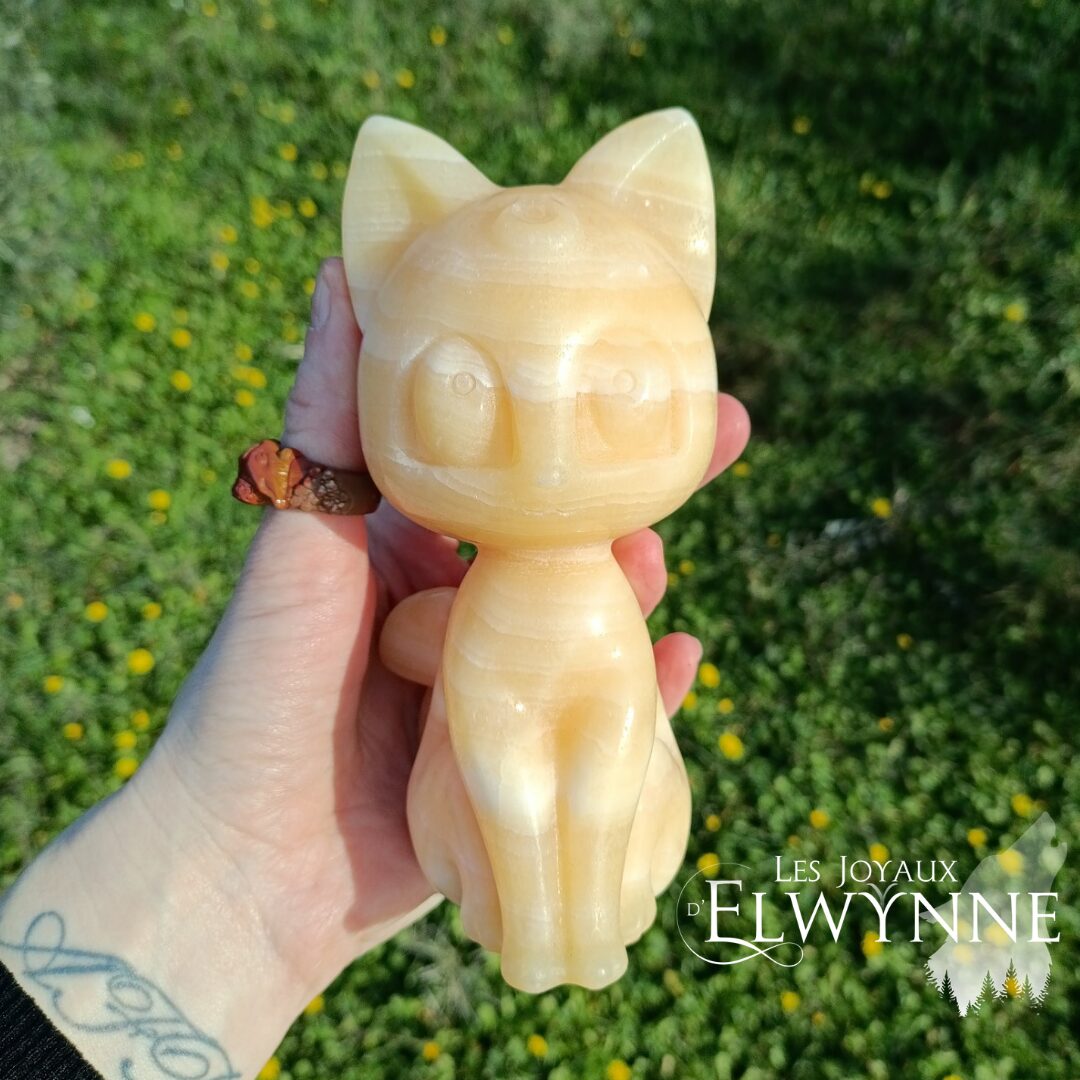 Grand chat en Calcite Orange – Image 3