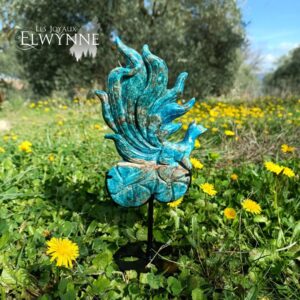 Kitsune (Renard) en Apatite sur socle