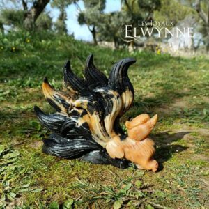 Kitsune (Renard) en Calcite des Caraïbes