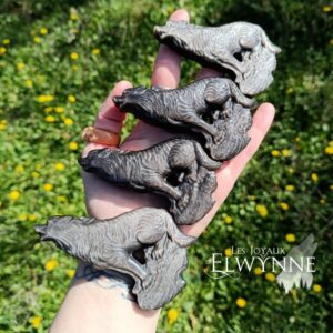 Loup en Obsidienne argentée