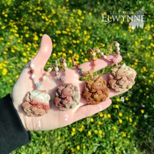 Pendentif Kitsune (Renard) en Agate Alashan