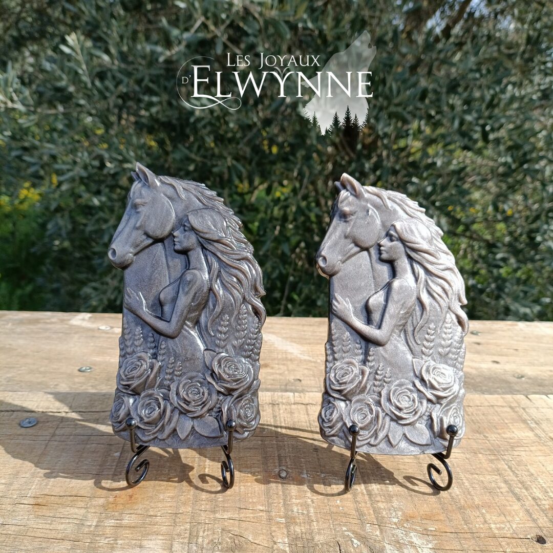 Cheval avec une femme en Obsidienne argentée – Image 3