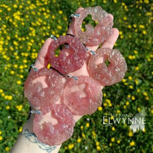 Pendentif Kitsune (Renard) en Quartz Rose