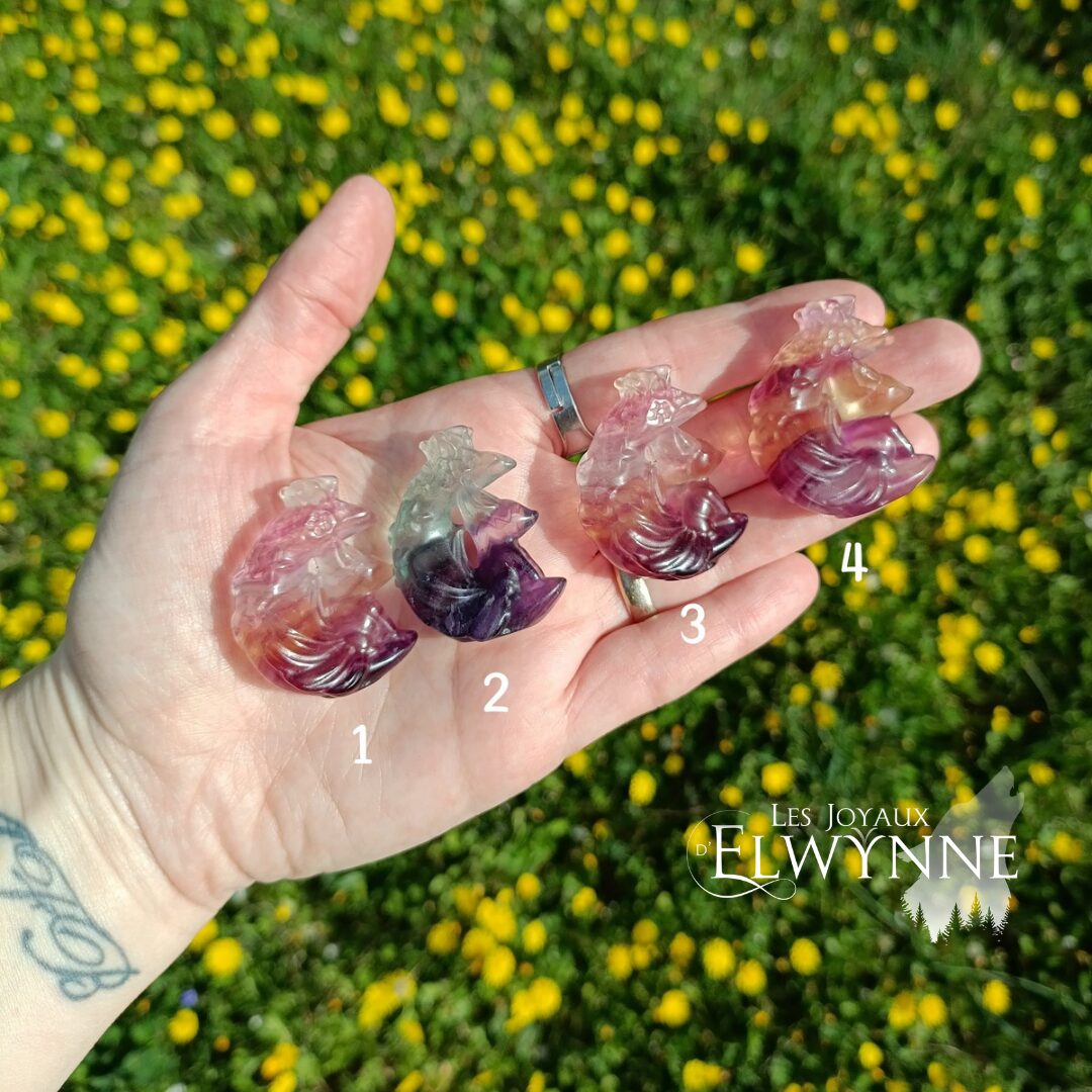Kitsune (Renard) en Fluorite