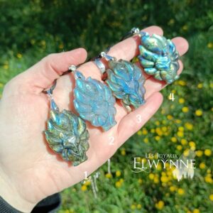 Pendentif Kitsune (Renard) en Labradorite