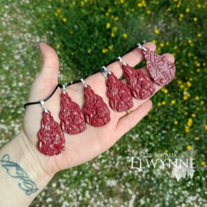 Pendentif Kitsune (Renard) en Cinabre