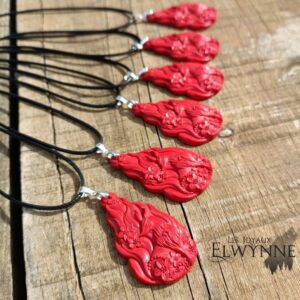 Pendentif Kitsune (Renard) en Cinabre