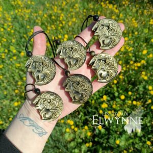 Pendentif Kitsune (Renard) en Obsidienne dorée