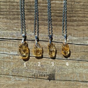 Pendentif Renard (Kitsune) en citrine