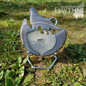 Loup en Agate Druzy