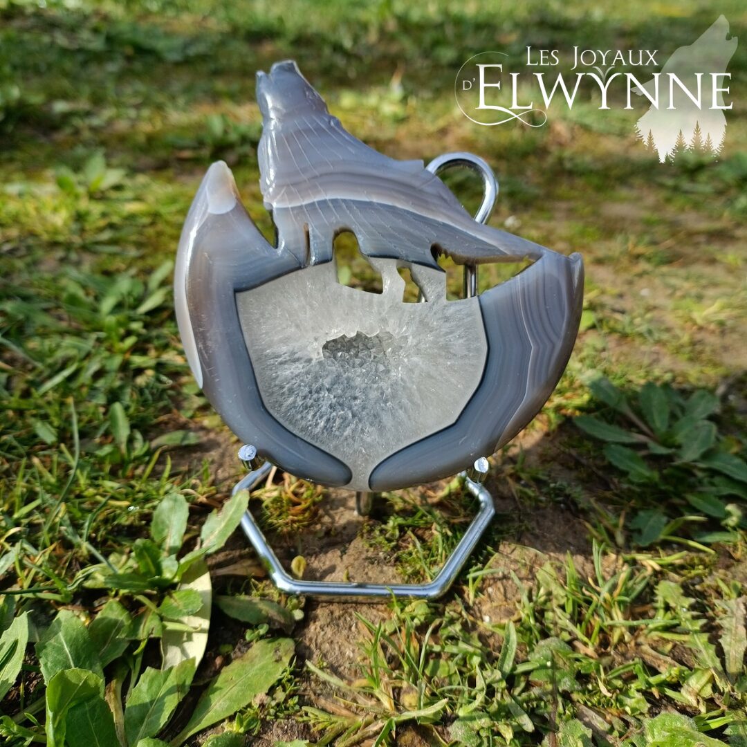 Loup en Agate Druzy