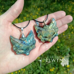 Pendentif Kitsune (Renard) en Labradorite
