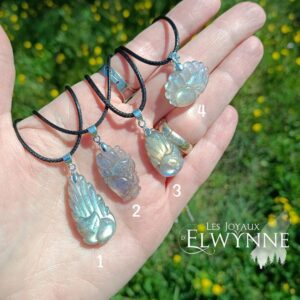 Pendentif Kitsune (Renard) en Labradorite 🔥Rare🔥