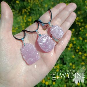 Pendentif Kitsune (Renard) en Kunzite 🔥Rare🔥