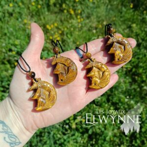Pendentif Kitsune (Renard) en Oeil du tigre