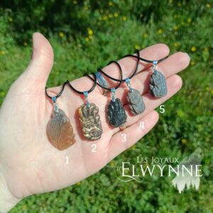 Pendentif Kitsune (Renard) en Pierre de Lune Noire 🔥Rare🔥