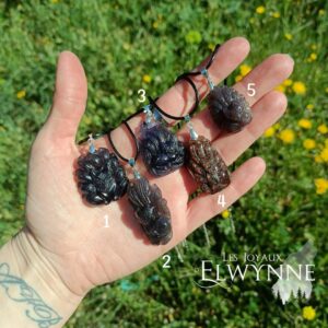 Pendentif Kitsune (Renard) en Cordierite🔥Rare🔥