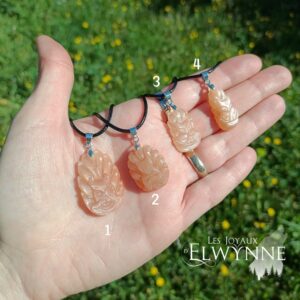 Pendentif Kitsune (Renard) en Pierre de Lune pêche 🔥Rare🔥