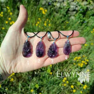 Pendentif Kitsune (Renard) en Améthyste🔥Rare🔥