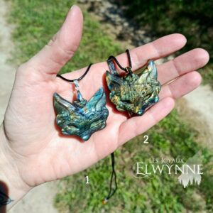 Pendentif Kitsune (Renard) en Labradorite