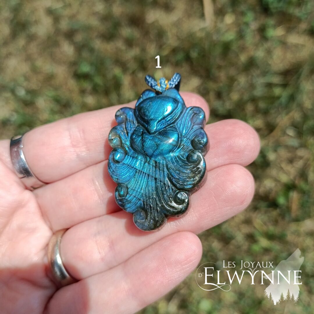 Pendentif Kitsune (Renard) en Labradorite – Image 3