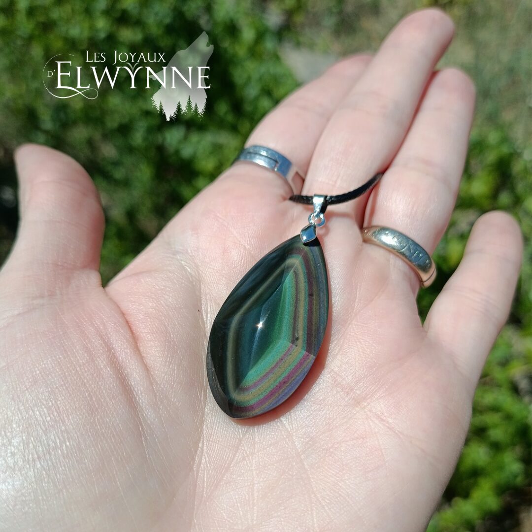 Pendentif en Œil céleste (Obsidienne Arc-en-ciel)