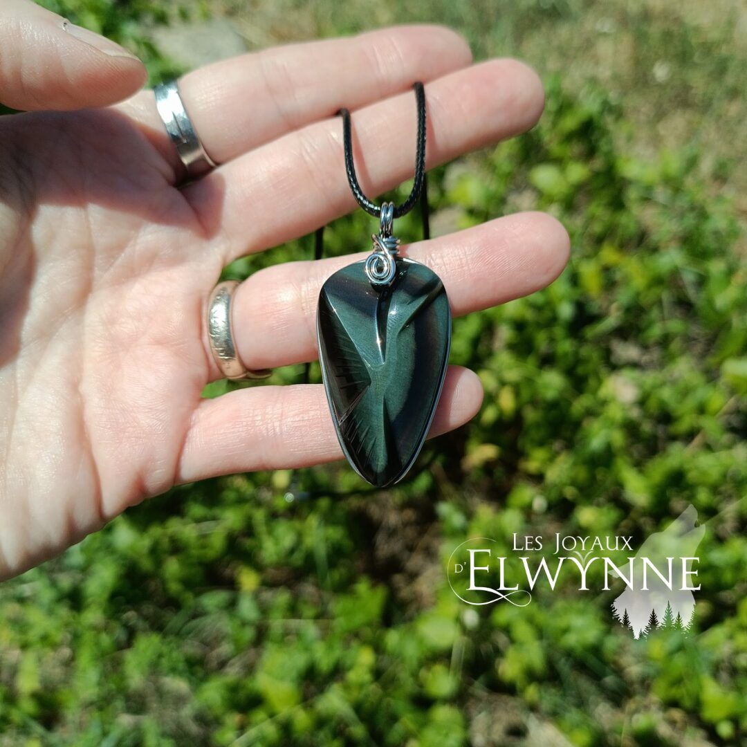 Pendentif Colibri en Œil céleste (Obsidienne Arc-en-ciel) – Image 4