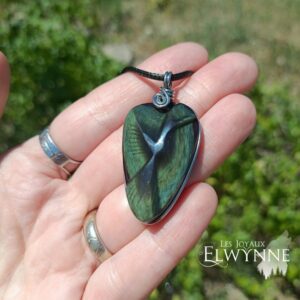 Pendentif Colibri en Œil céleste (Obsidienne Arc-en-ciel)